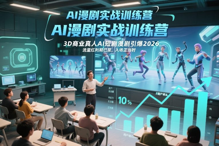 AI漫剧实战训练营，3D商业真人AI短剧漫剧引爆2026，流量红利期已至，入场正当时-21资源库