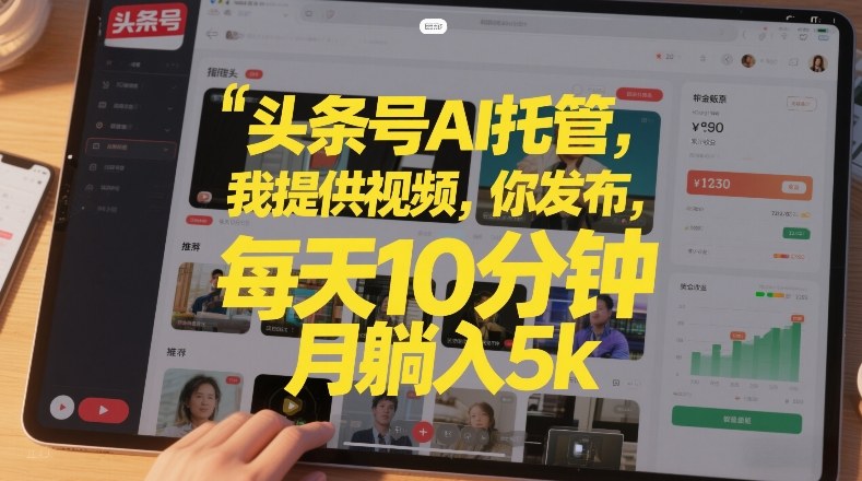 头条号AI托管，我提供视频，你发布，每天10分钟，月躺入5k+【揭秘】-21资源库