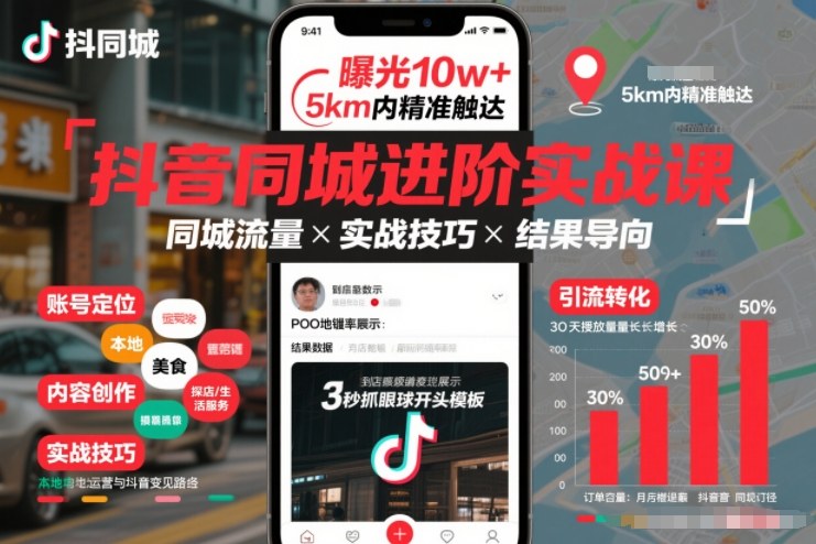 抖音同城进阶实战课，助你同城流量拿到结果-21资源库