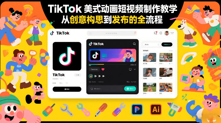 TikTok美式动画短视频制作教学，从创意构思到发布的全流程-21资源库
