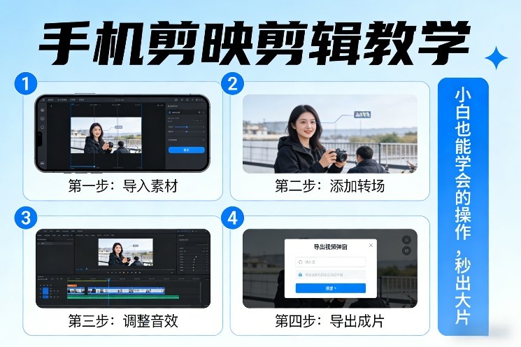 手机剪映剪辑教学，小白也能学会的操作，秒出大片-21资源库