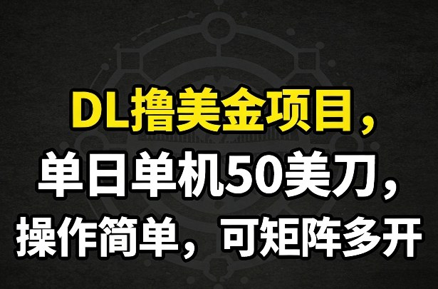 DL撸美金项目，单日单机50美刀，操作简单，可矩阵多开-21资源库