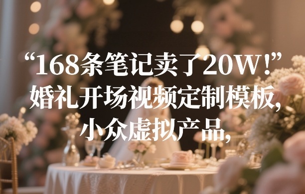 168条笔记卖了20W！婚礼开场视频定制模板，小众虚拟产品-21资源库