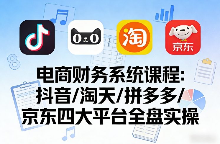 电商财务系统课程，覆盖抖音、淘天、拼多多、京东四大主流平台的全盘实操-21资源库