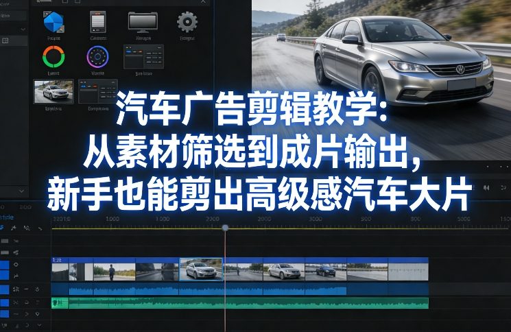 汽车广告剪辑教学：从素材筛选到成片输出，新手也能剪出高级感汽车大片-21资源库