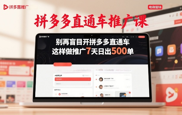 拼多多直通车推广课，别再盲目开拼多多直通车，这样做推广7天日出500单-21资源库
