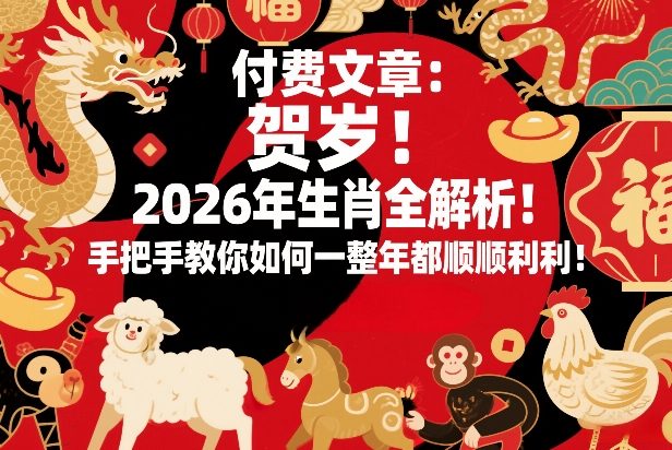 付费文章：贺岁！2026年生肖全解析！手把手教你如何一整年都顺顺利利！-21资源库