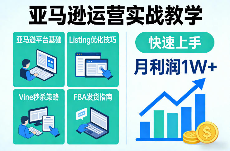 亚马逊运营实战教学，亚马逊平台+Listing优化+Vine秒杀+FBA发货等，快速上手，实现店铺月利润1W-21资源库