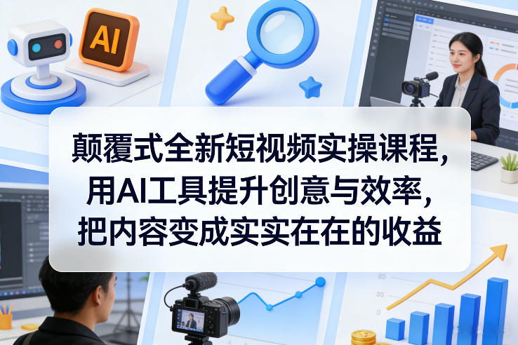 颠覆式全新短视频实操课程，用AI工具提升创意与效率，把内容变成实实在在的收益-21资源库
