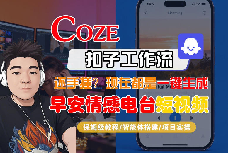 【Coze工作流搭建实操教程】【coze】早安情感电台日签视频还在手动做？用扣子工作流自动生成，省时90%-21资源库