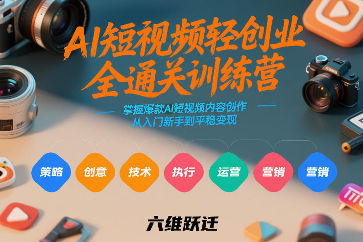AI短视频轻创业全通关训练营，掌握爆款AI短视频内容创作，从入门新手到平稳变现的六维跃迁-21资源库