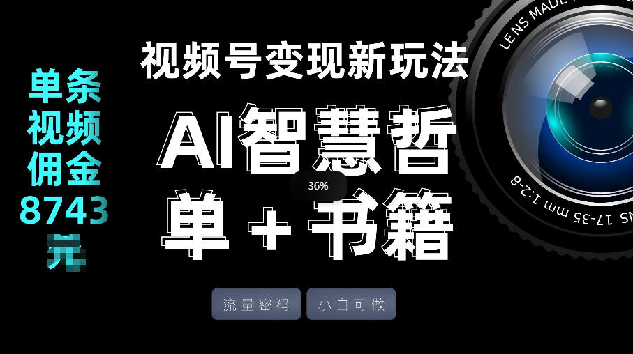 视频号流量密码，变现新玩法-AI智慧哲单＋书单，单条视频佣金8743米-21资源库