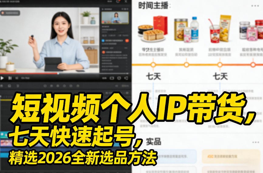 短视频个人IP带货，七天快速起号，精选2026全新选品方法-21资源库