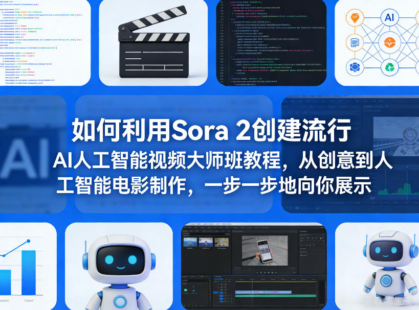 如何利用Sora 2创建流行AI人工智能视频大师班教程，从创意到人工智能电影制作，一步一步地向你展示-21资源库