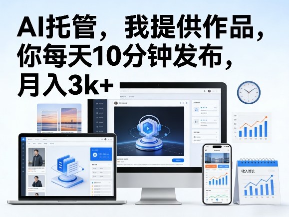 公众号AI托管，我提供作品，你每天10分钟发布，月入3k+【揭秘】-21资源库