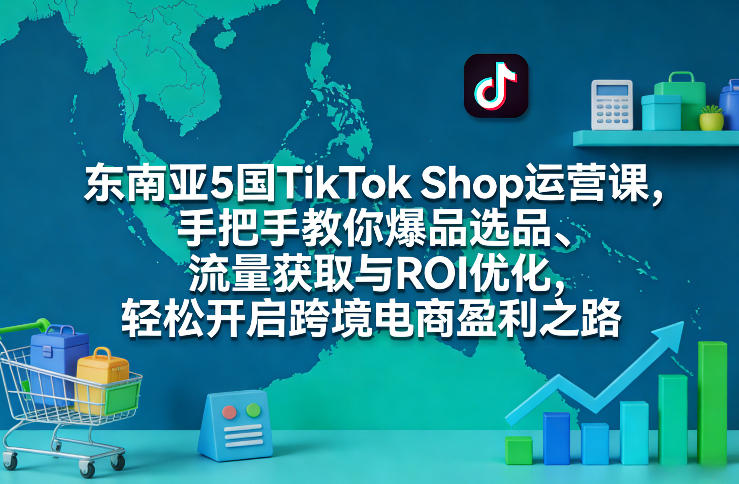 东南亚5国TikTok Shop运营课，手把手教你爆品选品、流量获取与ROI优化，轻松开启跨境电商盈利之路-21资源库