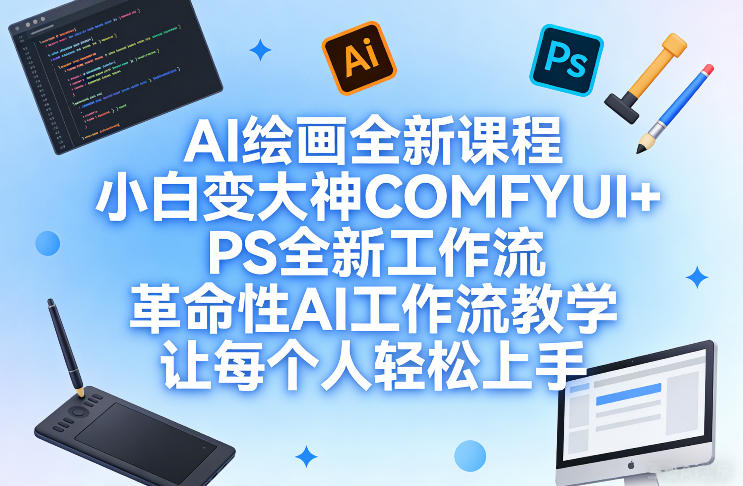 AI绘画全新课程，小白变大神COMFYUI+PS全新工作流，革命性AI工作流教学，让每个人轻松上手-21资源库