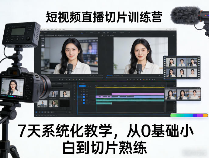 短视频直播切片训练营，7天系统化教学，从0基础小白到切片熟练-21资源库