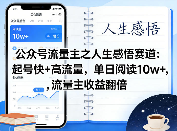 公众号流量主之人生感悟赛道，起号快+高流量，单日阅读10w+，流量主收益翻倍-21资源库
