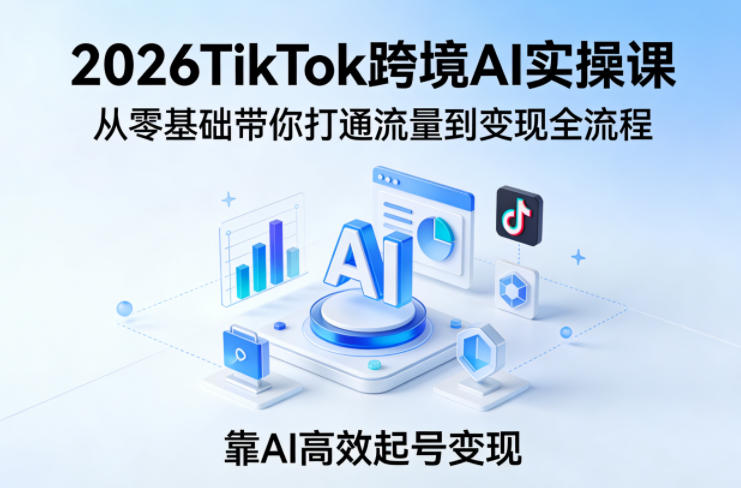 2026TikTok跨境AI实操课，从零基础带你打通流量到变现全流程，靠AI高效起号变现-21资源库