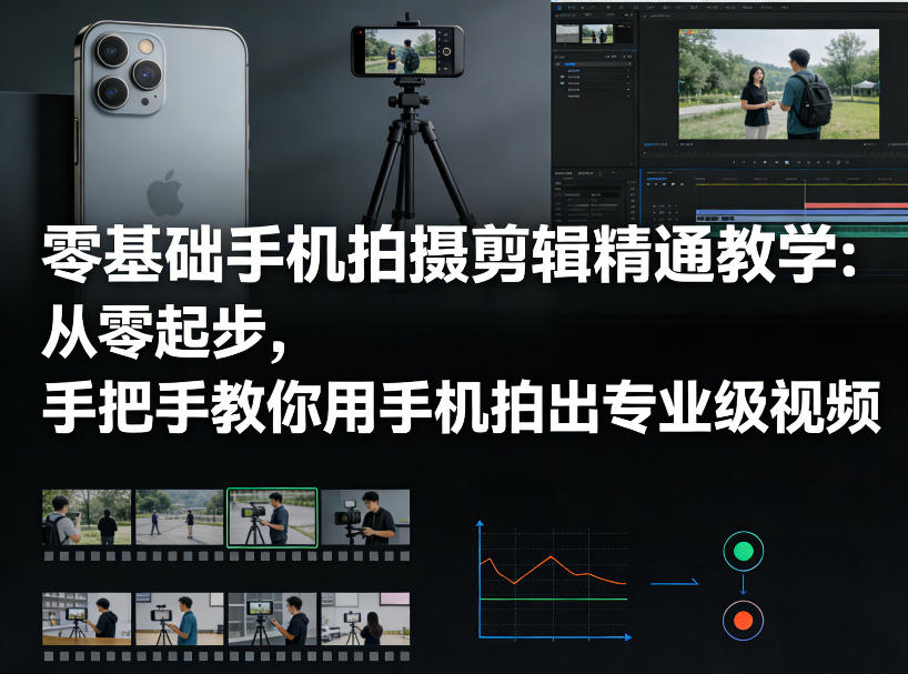 零基础手机拍摄剪辑精通教学：从零起步，手把手教你用手机拍出专业级视频-21资源库