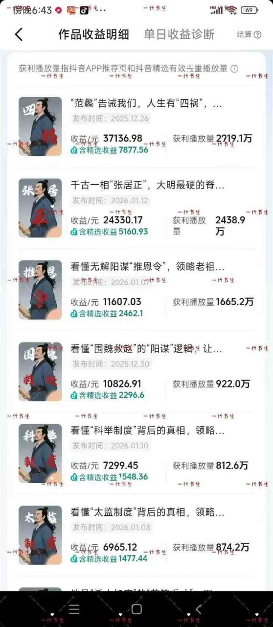 抖音300w粉丝博主的政史类科普视频教学，有大流量扶持，拿伙伴伙伴+精选独家双份收益-21资源库