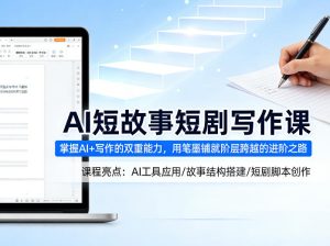 AI短故事短剧写作课,掌握AI+写作的双重能力,用笔墨铺就阶层跨越的进阶之路-21资源库