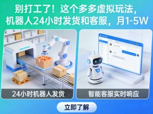 别打工了!这个多多虚拟玩法,机器人24小时发货和客服,月1-5W【揭秘】-21资源库