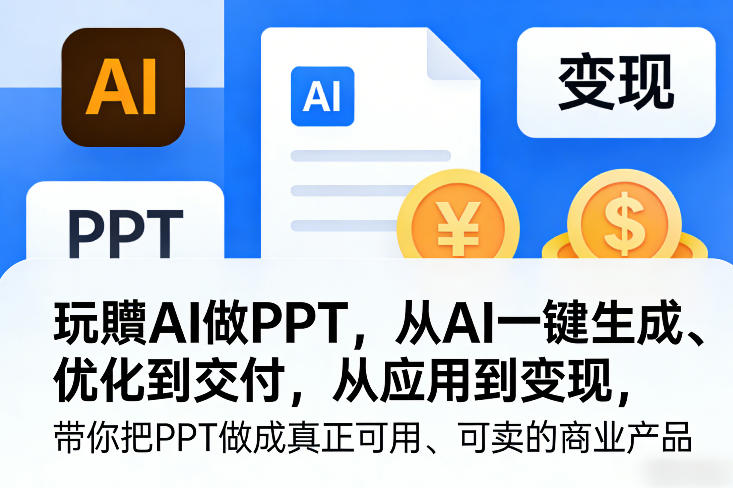 玩賺AI做PPT，从AI一键生成、优化到交付，从应用到变现，带你把PPT做成真正可用、可卖的商业产品（更新0401）-21资源库