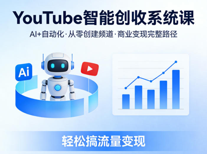 YouTube智能创收系统课，AI+自动化，从零创建YouTube频道并实现商业变现的完整路径，轻松搞流量变现-21资源库