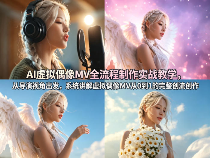 AI虚拟偶像MV全流程制作实战教学，从导演视角出发，系统讲解虚拟偶像MV从0到1的完整创作流程-21资源库