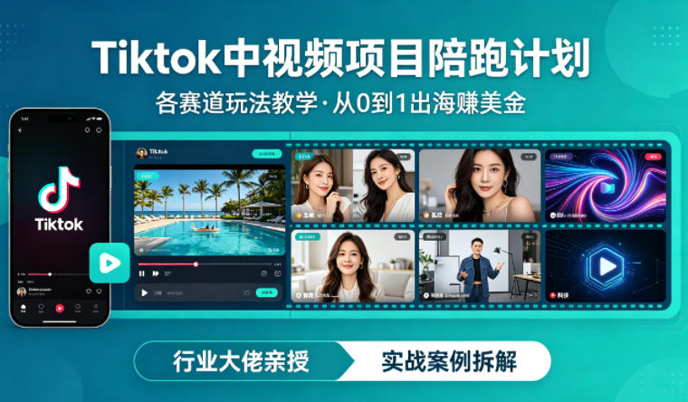 某大佬的Tiktok中视频项目陪跑，涵盖TK各个赛道玩法教学，从0到1出海賺美金-21资源库