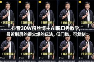 抖音30W粉丝博主AI脱口秀教学，最近刷屏的很火爆的玩法，低门槛，可复制-21资源库