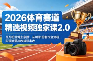 2026体育赛道精选视频独家课2.0，百万粉丝博主亲授：从0到1的制作全流程，实现流量与收益双丰收-21资源库