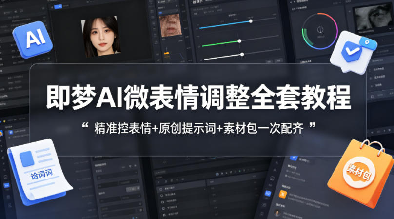 即梦AI微表情调整全套教程，精准控表情+原创提示词+素材包一次配齐-21资源库