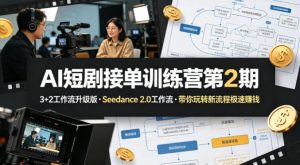 AI短剧接单训练营第2期，3+2工作流升级版，Seedance 2.0工作流，带你玩转新流程极速賺钱-21资源库