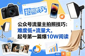 公众号流量主之拍照技巧赛道，难度低+流量大，起号第一篇就爆了10w阅读-21资源库