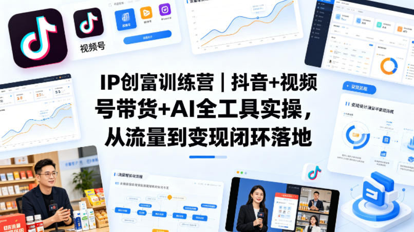 IP创富训练营｜抖音+视频号带货+AI全工具实操，从流量到变现闭环落地-21资源库