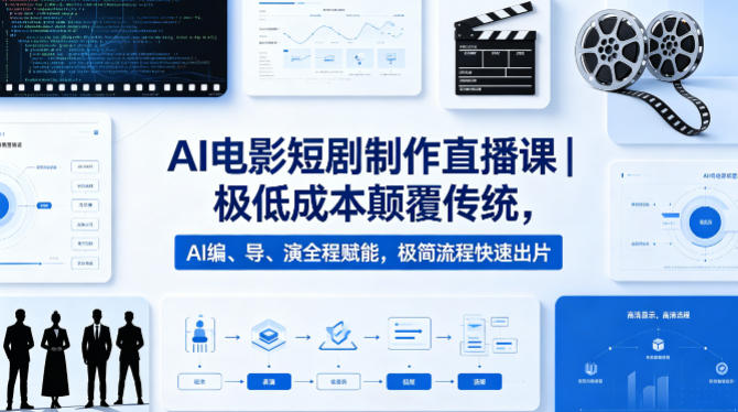 AI电影短剧制作直播课｜极低成本颠覆传统，AI编、导、演全程赋能，极简流程快速出片-21资源库
