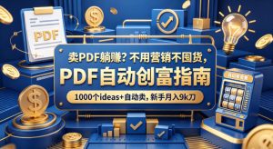 卖PDF躺賺？不用营销不囤货，PDF自动创富指南，1000个ideas+自动卖，新手月入9k刀【原创双语字幕】-21资源库