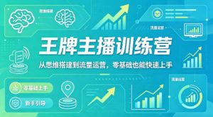 抖音王牌主播训练营，从思维搭建到流量运营，零基础也能快速上手-21资源库