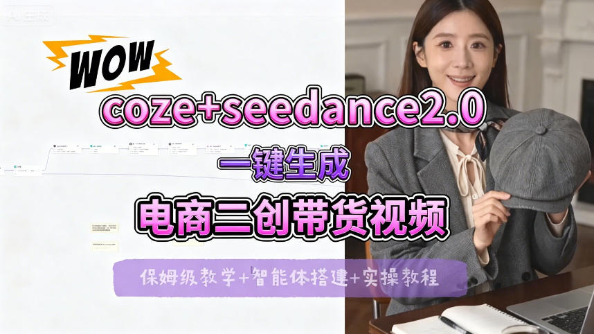 【Coze工作流搭建实操教程】seedance2.0+coze一键生成电商二创带货视频，全流程保姆级教学-21资源库