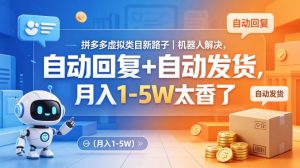 拼多多虚拟类目新路子｜机器人解决，自动回复+自动发货，月入1-5W太香了【揭秘】-21资源库