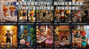 炸了！单条视频爆赞29.9W！用AI做水果狗血剧，5分钟教你复刻同款爆款（附保姆级教程）-21资源库