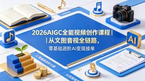 2026AIGC全能视频创作课程｜从文图音视全链路，零基础进阶AI变现接单-21资源库