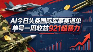AI今日头条国际军事赛道，单号一周收益921，超暴力-21资源库