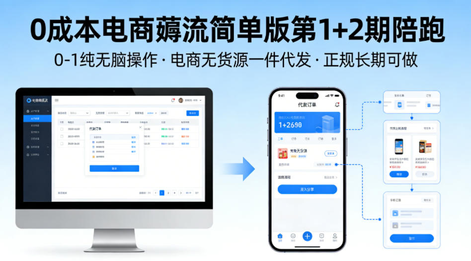 0成本电商薅流简单版第1+2期陪跑，0-1纯无脑操作，电商无货源一件代发，正规长期可做-21资源库