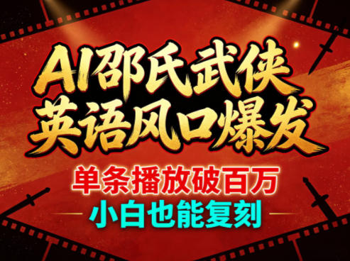 AI邵氏武侠英语风口爆发，单条播放破百万，小白也能复刻-21资源库