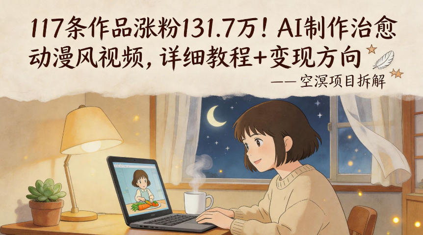 117条作品涨粉131.7W！AI制作治愈动漫风视频，详细教程+变现方向-21资源库