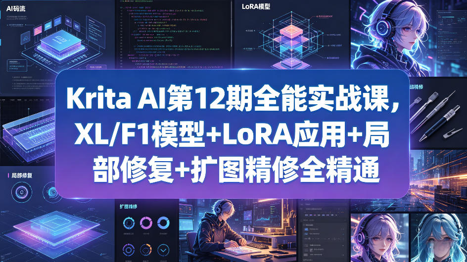 Krita AI第12期全能实战课，XL/F1模型+LoRA应用+局部修复+扩图精修全精通-21资源库